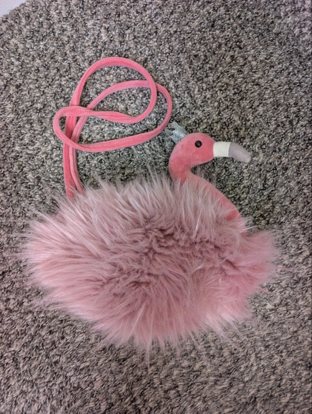 Jellycat Fluffy Fancies Pink Flamingo Plush Crossbody Bag Purse